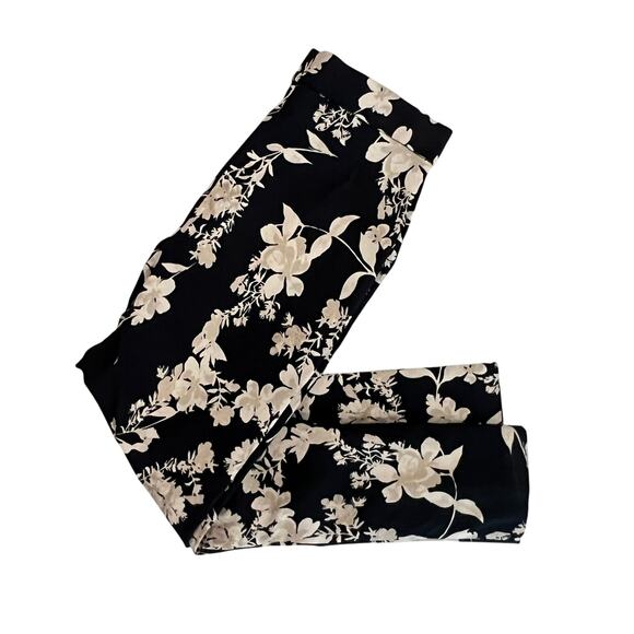 JULES & LEOPOLD Pull On Pants Black Tan Floral Women's Sz M Capri Slim Stretch - Picture 6 of 7